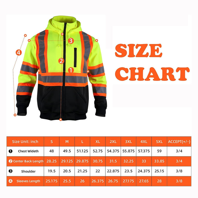 High Visibility Safety Sweatshirts Zip Closure Fleece Safety Jacket ANSI Class 3 Jackets Detachable Reflective Work Hoodies supplier