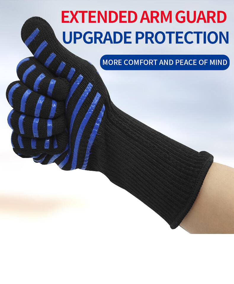 932F Scald-Proof Para-Aramid Silicone Heat Flame Resistant BBQ Grill Oven Cooking Gloves details