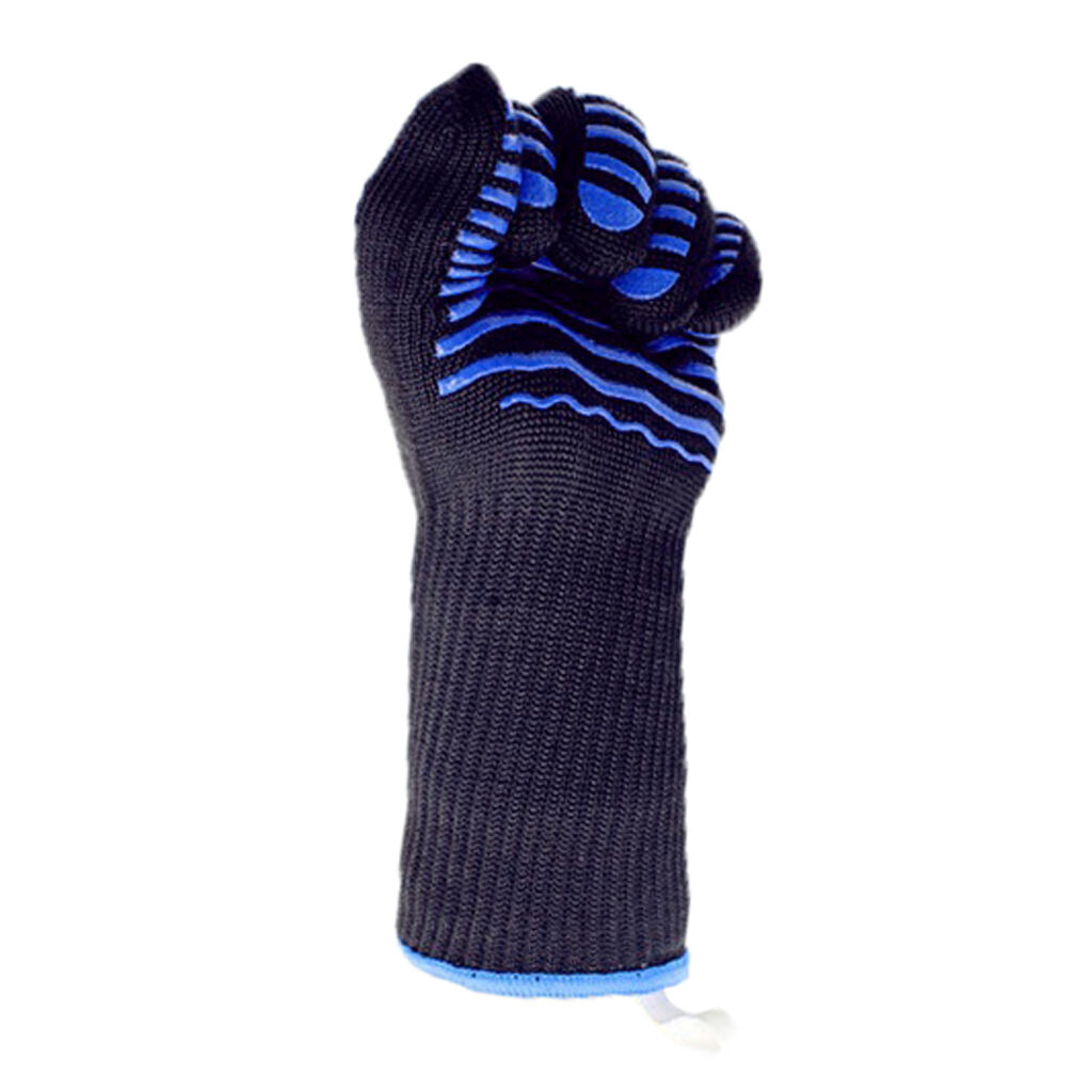 RTS Black Para-Aramid Silicone Heat Flame Resistant BBQ Grill Oven Mitt Cooking Gloves supplier