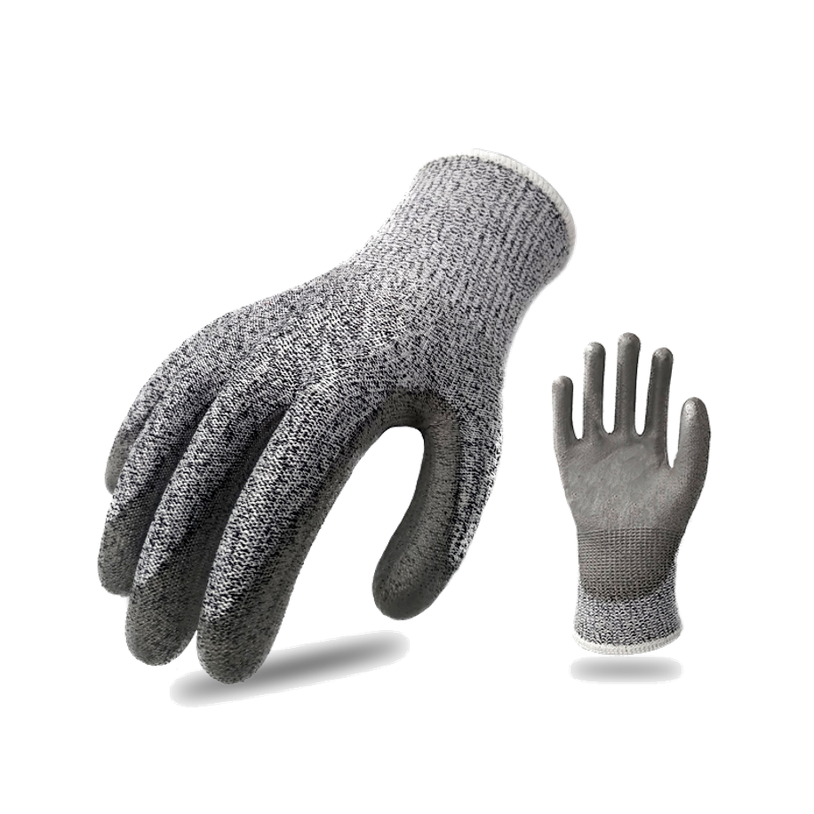 A2 Level 13G HPPE Knit Shell Safety Working Gloves with  PU Coated Palm for Construction details