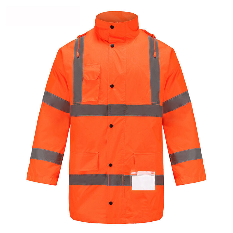 Hot Sale Custom Parka Jacket 300D Polyester Wadding Oxford Waterproof Reflective Raincoat High Visibility Warm Reflective Jacket factory