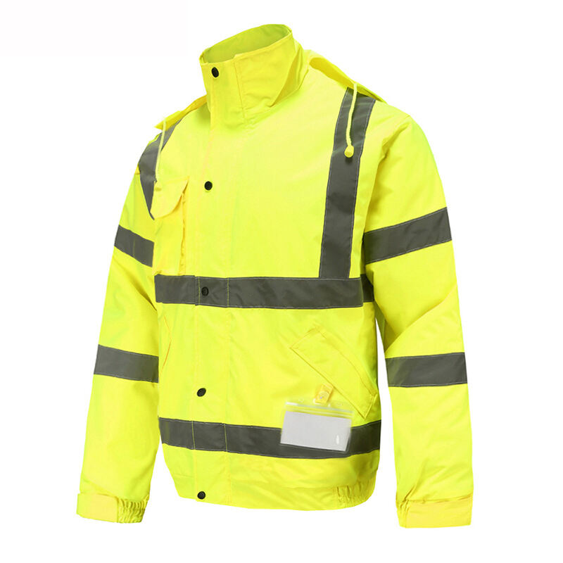 High Quality High Vis Riding Clothes Reflective Jacket Waterproof 300D Oxford Warm Reflective Flight Cycling Safety Jacket details