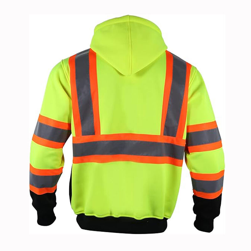 High Visibility Safety Sweatshirts Zip Closure Fleece Safety Jacket ANSI Class 3 Jackets Detachable Reflective Work Hoodies manufacture