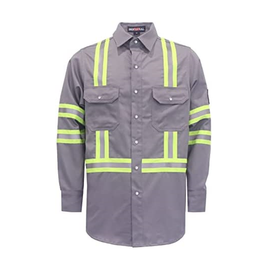 Wholesale NFPA 2112 FR Flame Retardant Clothing 100% Cotton Fire Resistant Reflective Tape Shirt Fire proof Industrial Workwear details