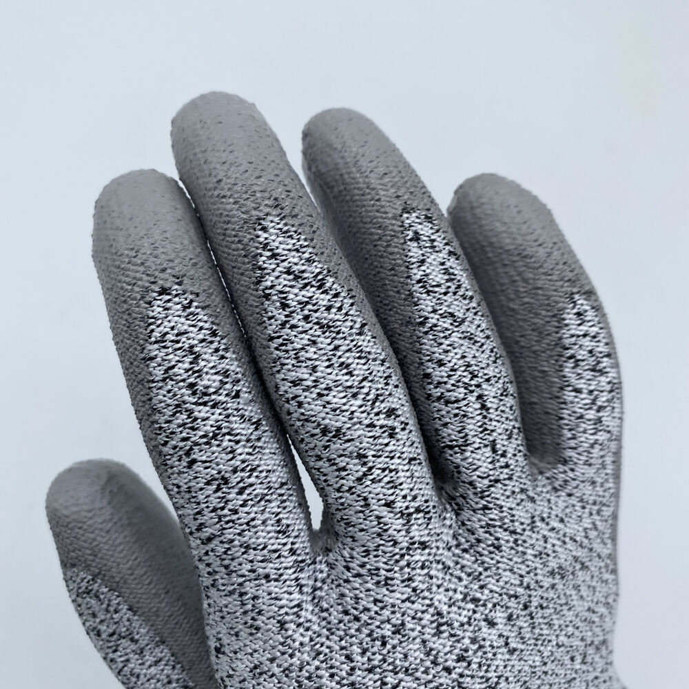 A2 Level 13G HPPE Knit Shell Safety Working Gloves with  PU Coated Palm for Construction factory