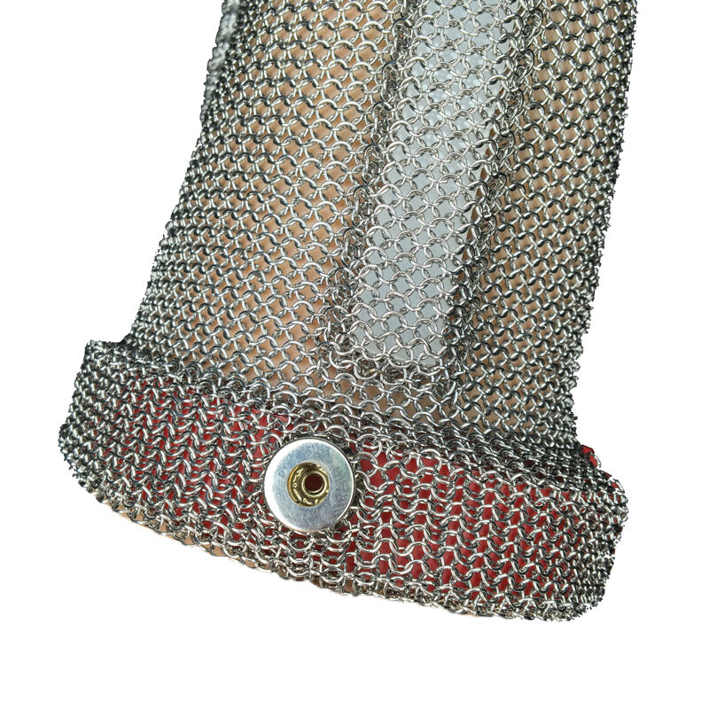 19cm TPE Belt Long Cuff Cut Resistant Stainless Steel Chain Mail Metal Mesh Butcher Safety Work Gloves manufacture