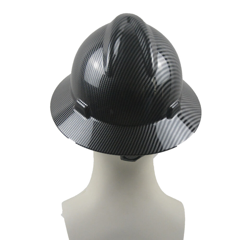 Full Brim Hard Hat, Construction Work Approved, Premium Charcoal Gray Design, FRP Safety Helmet with 4 Point Adjustable Rat details