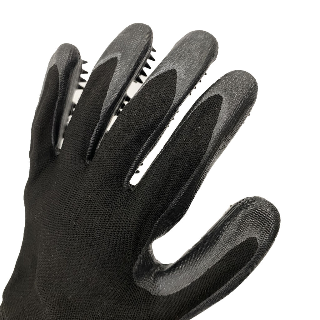 RTS Black Nylon Knit Pet Hair Remover Brush Gloves details