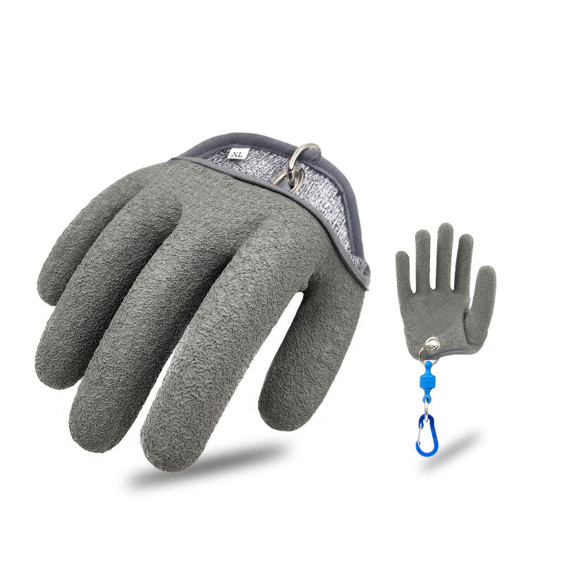 Cut Resistant Puncture Resistant anti-slip HPPE Knit Liner Wrinkle Latex Coated Outdoor Fishing Gloves details