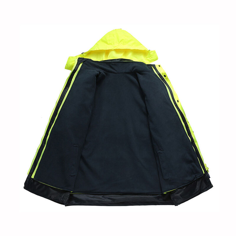 2023 New 5-1 Demountable Parka Jacket Polyester Oxford Waterproof Reflective Raincoat High Visibility Warm Reflective Jacket factory