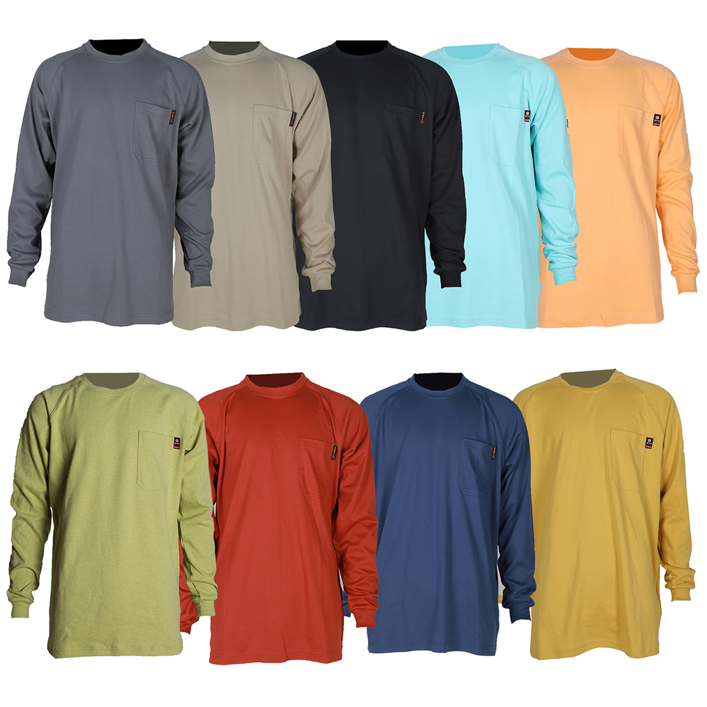 NFPA 2112 / CAT 2  Flame Resistant Long Sleeve T-shirt FR Henley Shirts Flame Retardant Clothing details