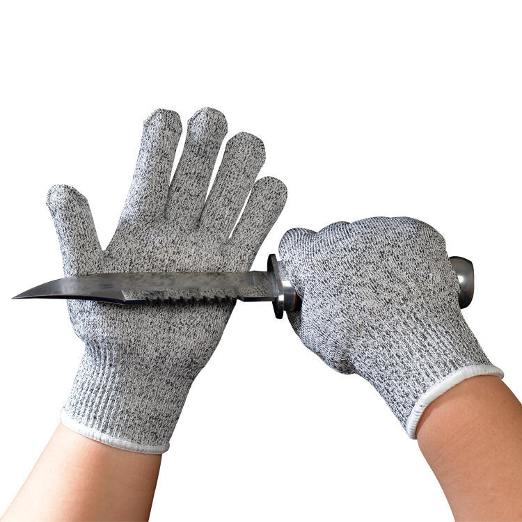 CE Approved 5 Cut Level HPPE Glass Knit Safety Home Garden Work cut resistant gloves factory