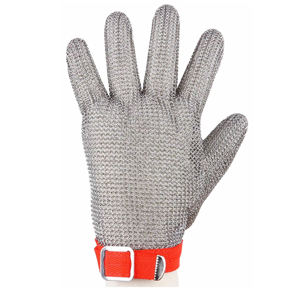 Cut Resistant Food Grade Five Finger Textile Belt Stainless Steel Mesh Chain Mail Butcher Glove supplier