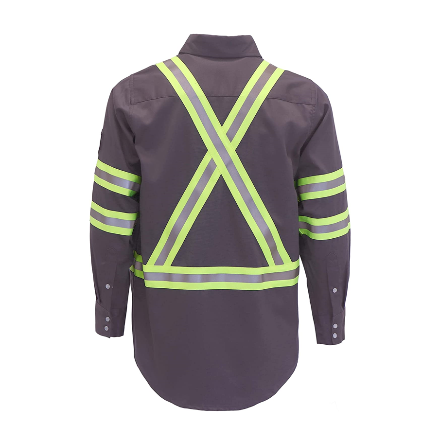 Wholesale NFPA 2112 FR Flame Retardant Clothing 100% Cotton Fire Resistant Reflective Tape Shirt Fire proof Industrial Workwear factory