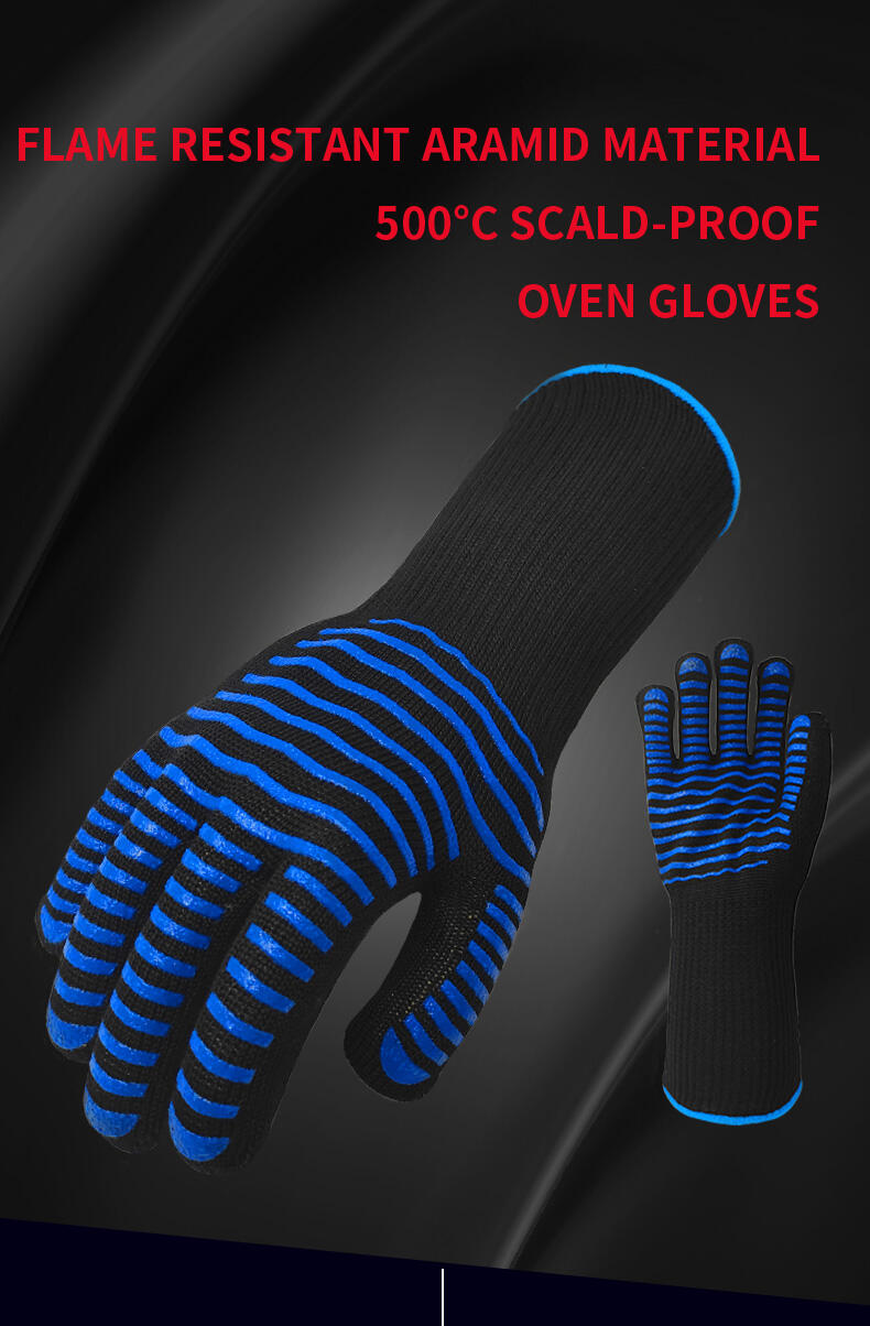 932F Scald-Proof Para-Aramid Silicone Heat Flame Resistant BBQ Grill Oven Cooking Gloves manufacture