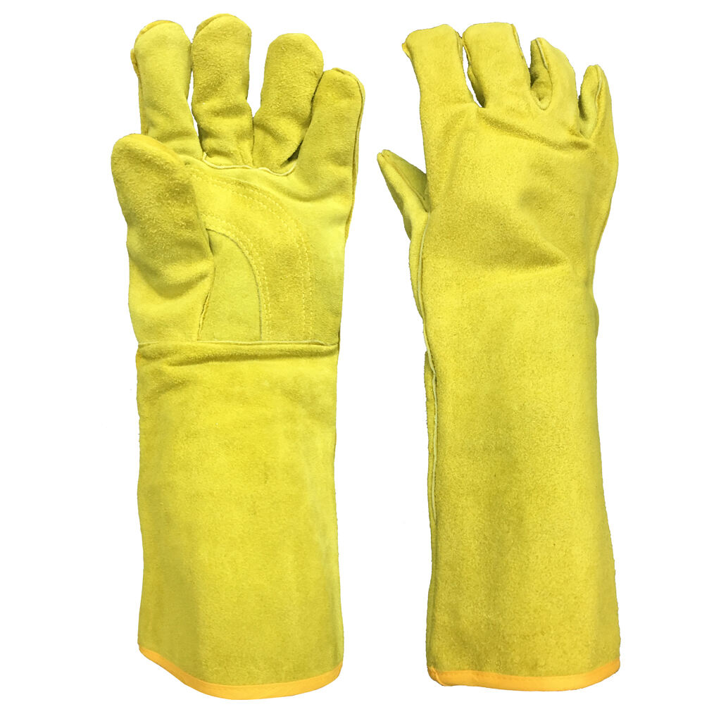 16 Inches Cow Split Leather Fleece Lining Thumb Crotch Reinforced Welding Gloves details