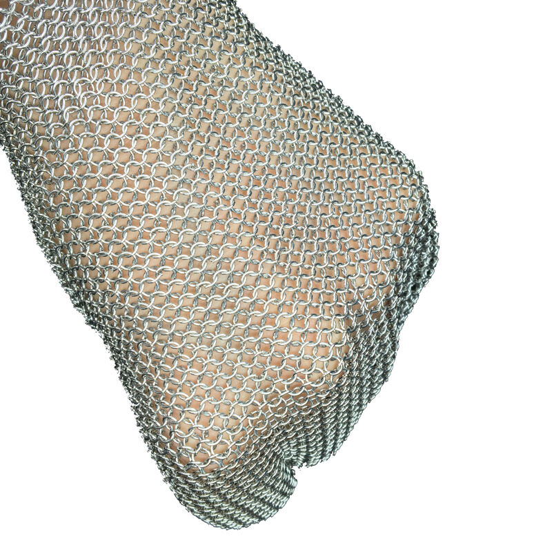 19cm TPE Belt Long Cuff Cut Resistant Stainless Steel Chain Mail Metal Mesh Butcher Safety Work Gloves factory