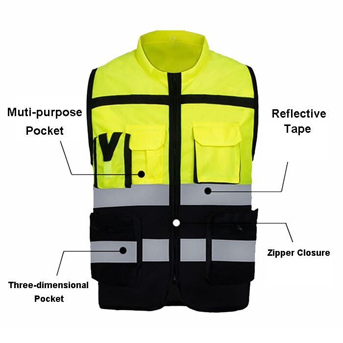 High Visibility Reflective Vest Jacket Multi Purpose Patchwork Safety Vest Custom Logo Traffic Safety Riding Reflective Vest details