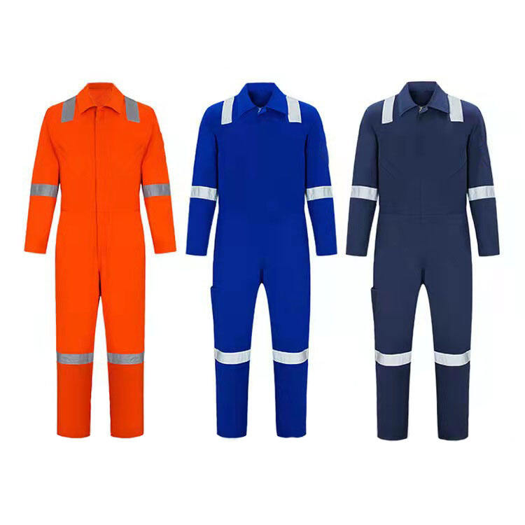 High Quality Workwear 88%Cotton12%Nylon Flame Retardant Coverall Fire Resistance Clothing Pilot Coveralls with Reflector manufacture