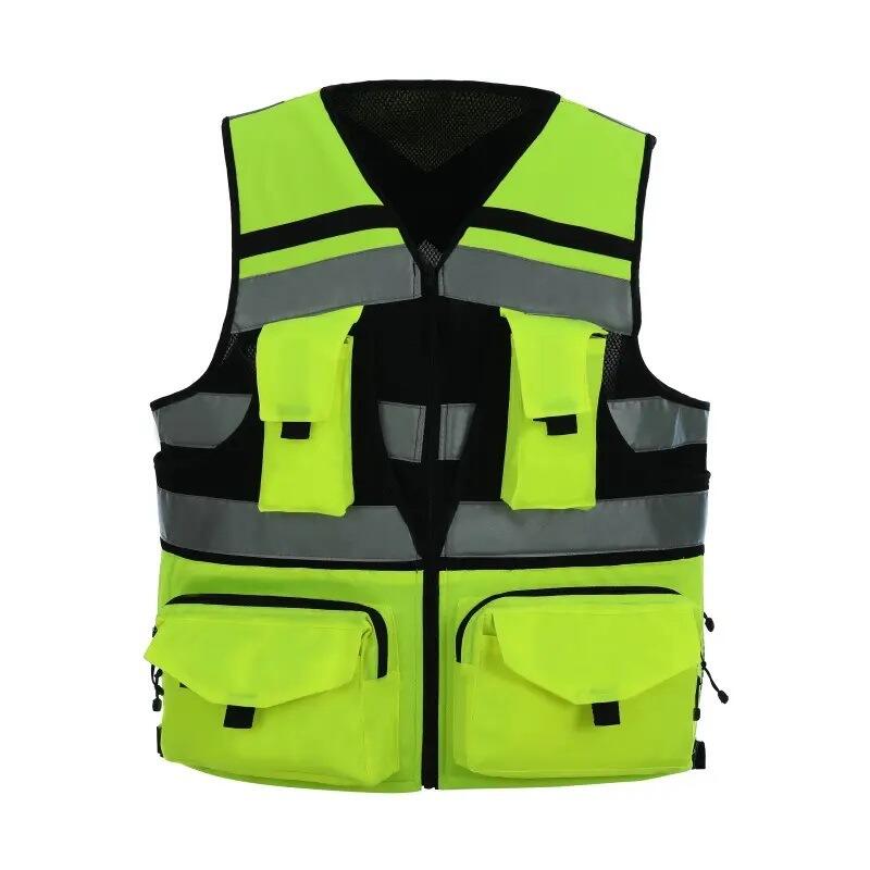 High Visibility Reflective Vest Jacket Multi Purpose Patchwork Safety Vest Custom Logo Traffic Safety Riding Reflective Vest factory