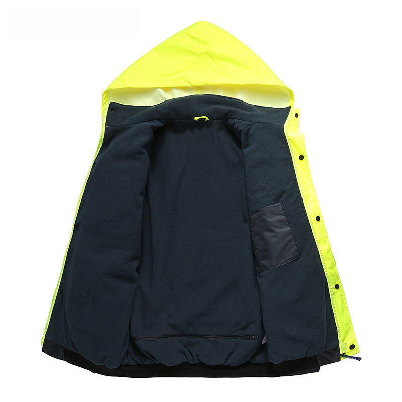 Multipurpose Demountable Reflective Jacket Waterproof 300D Oxford 200g Polar Fleece Riding Clothes Warm Reflective Flight Jacket details