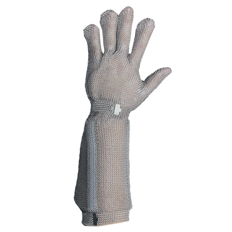 CE Approved Hook Belt 22cm Long Cuff  304L Stainless Steel Mesh Butcher Cut Resistant Chain Mail Gloves details