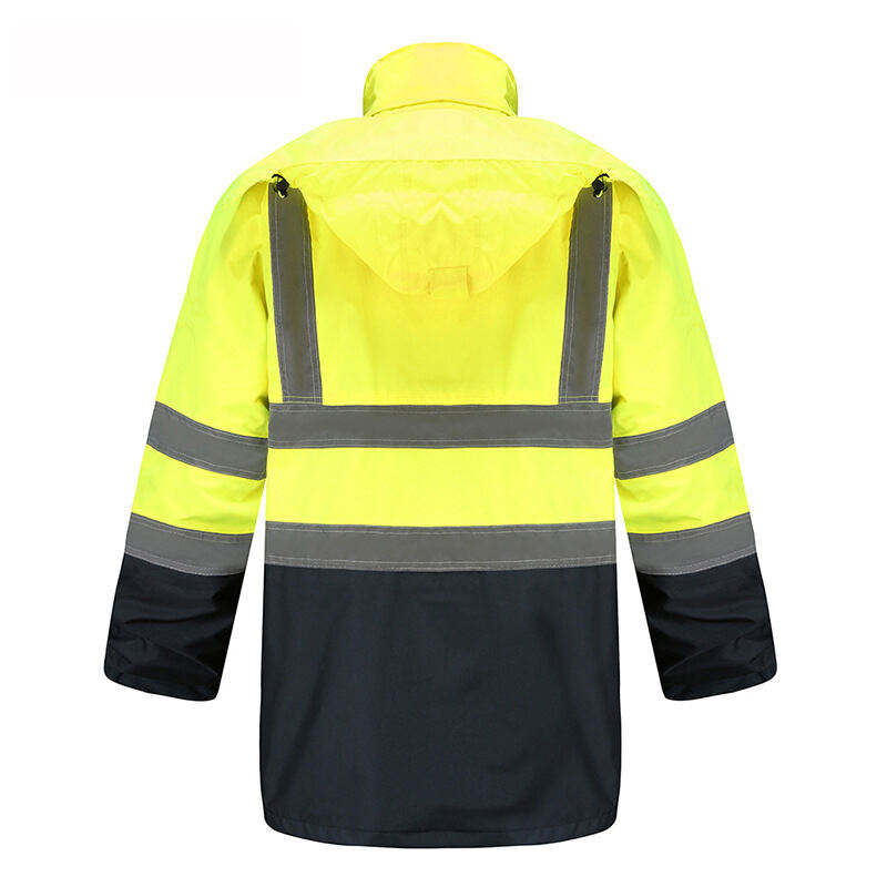 2023 New 5-1 Demountable Parka Jacket Polyester Oxford Waterproof Reflective Raincoat High Visibility Warm Reflective Jacket manufacture