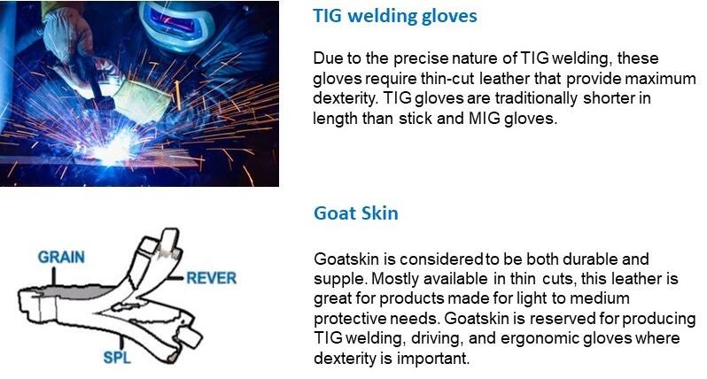 Unisex Adult TIG Welding Gloves 12 Inches Goatskin Leather Keystone Thumb Cowhide Cuff Leather Welding Gloves details