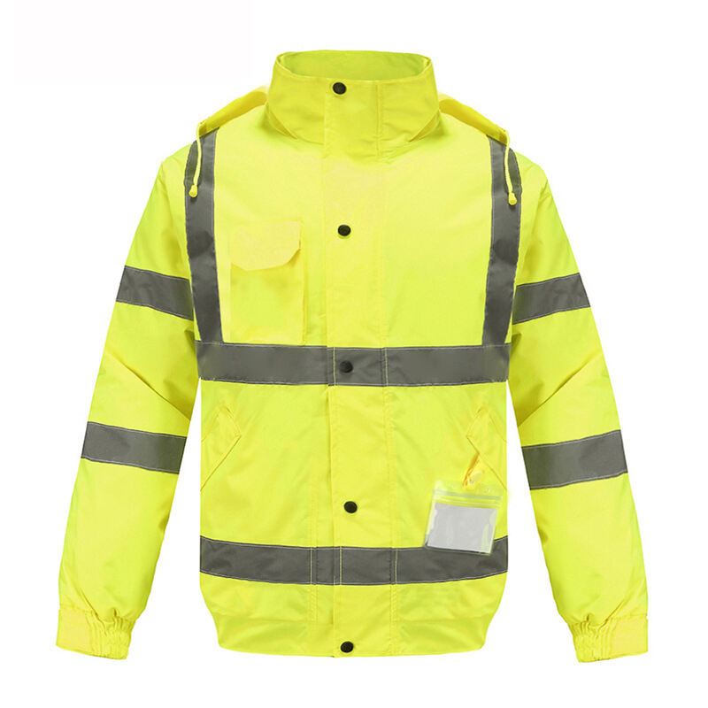 ODM / OEM Reflective Jacket Waterproof 300D Oxford High Vis Riding Clothes Warm Reflective Flight Cycling Safety Jacket details