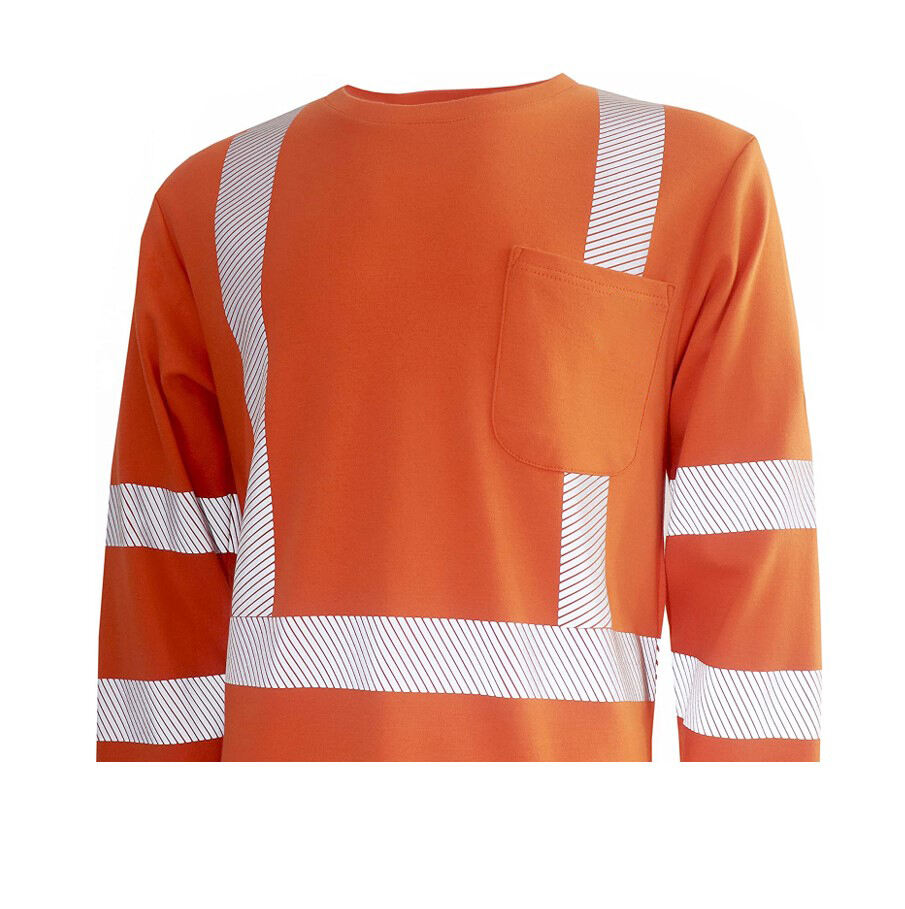 Hi-Vis Orange Polyester/ FR Cotton Long Sleeve Safety Reflective Construction Shirt Reflective Safety Polo Shirt supplier