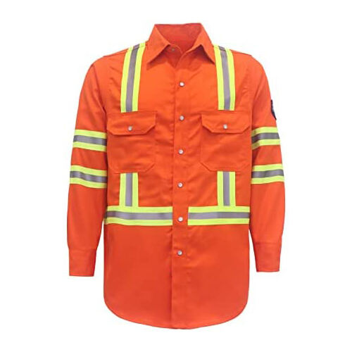 Wholesale NFPA 2112 FR 100% Cotton Fireproof Reflective Tape Shirt Flame Retardant Industrial Workwear Safety suit manufacture