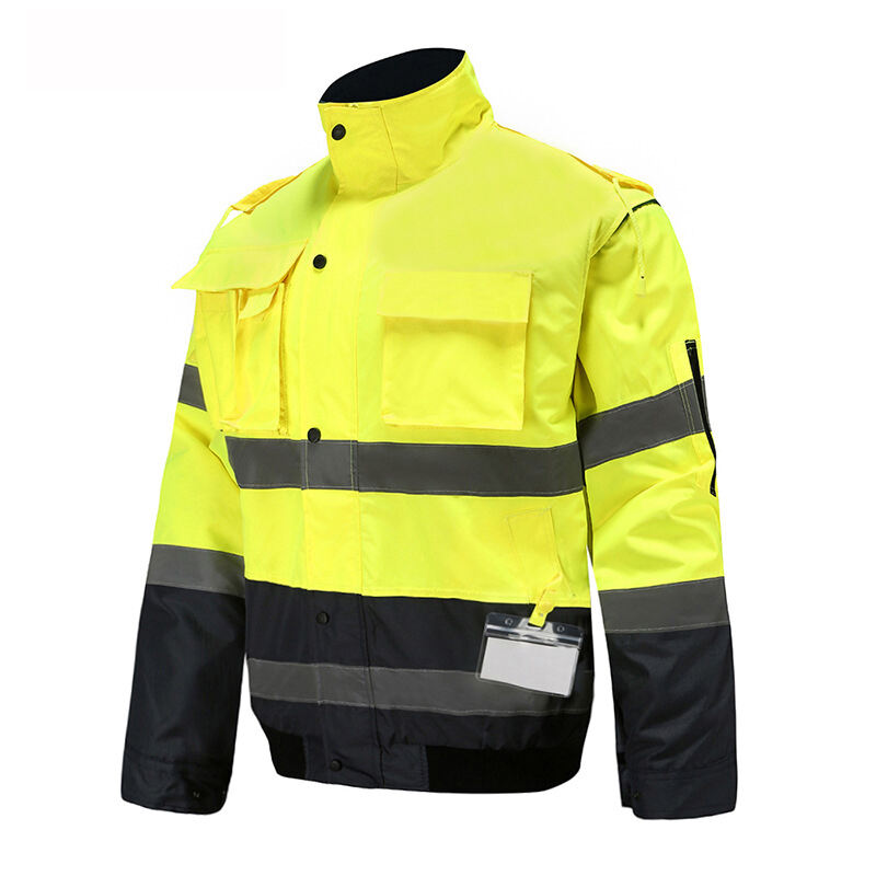 Multipurpose Demountable Reflective Jacket Waterproof 300D Oxford 200g Polar Fleece Riding Clothes Warm Reflective Flight Jacket details