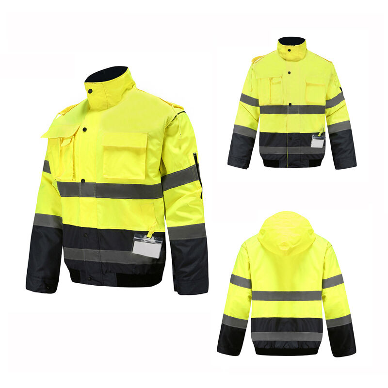 Multipurpose Demountable Reflective Jacket Waterproof 300D Oxford 200g Polar Fleece Riding Clothes Warm Reflective Flight Jacket details