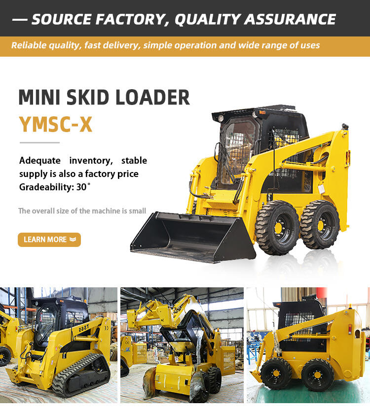 Mini Small front loader 4wd wheel loader tractor small forklift shovel garden farm skid steer payloader machine manufacture