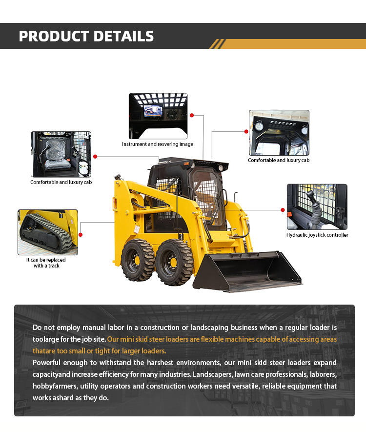 Mini Small front loader 4wd wheel loader tractor small forklift shovel garden farm skid steer payloader machine factory