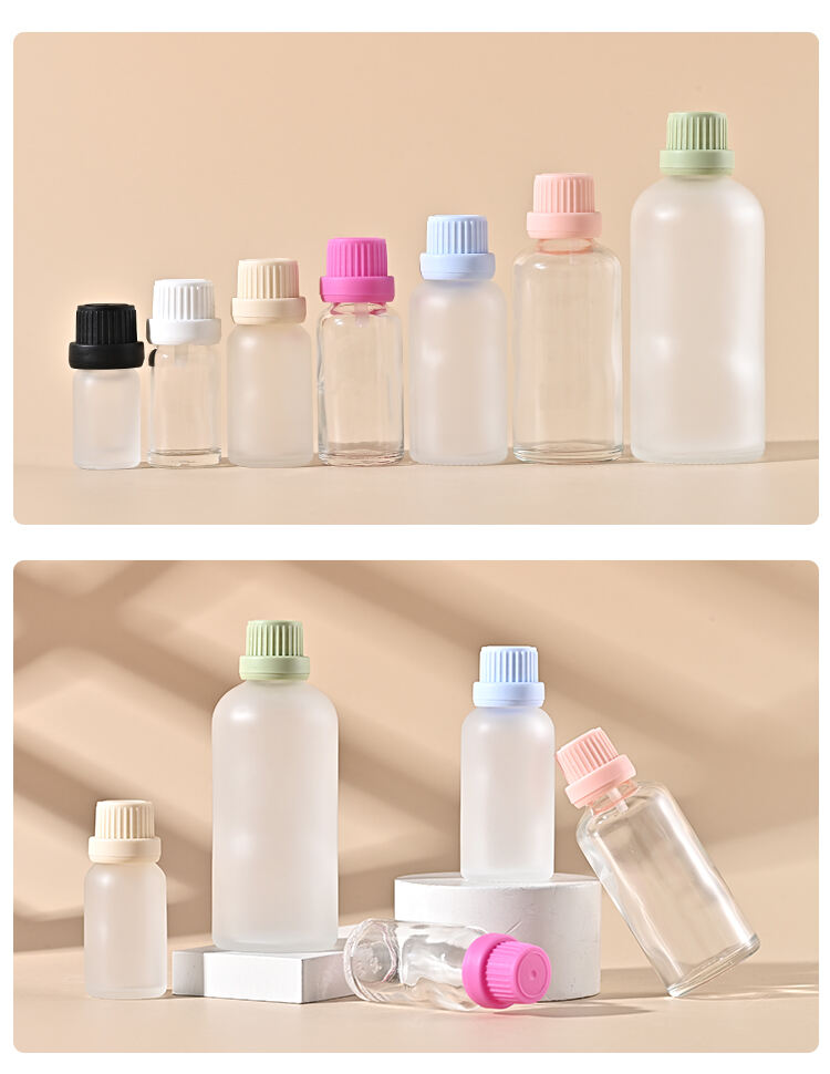 5ml 10ml 15ml 20ml 30ml 50ml 100ml Custom Luxury Serum Packaging Frosted Essential Oil Glass Bottle With Child-proof Screw Lid supplier