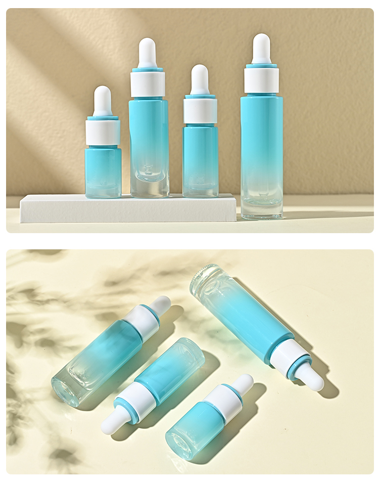 Yinmai Cylindrical shoulder cosmetic 5ml 10ml 15ml 18ml 30ml 1oz dropper bottle essential oil glass dropper bottle factory