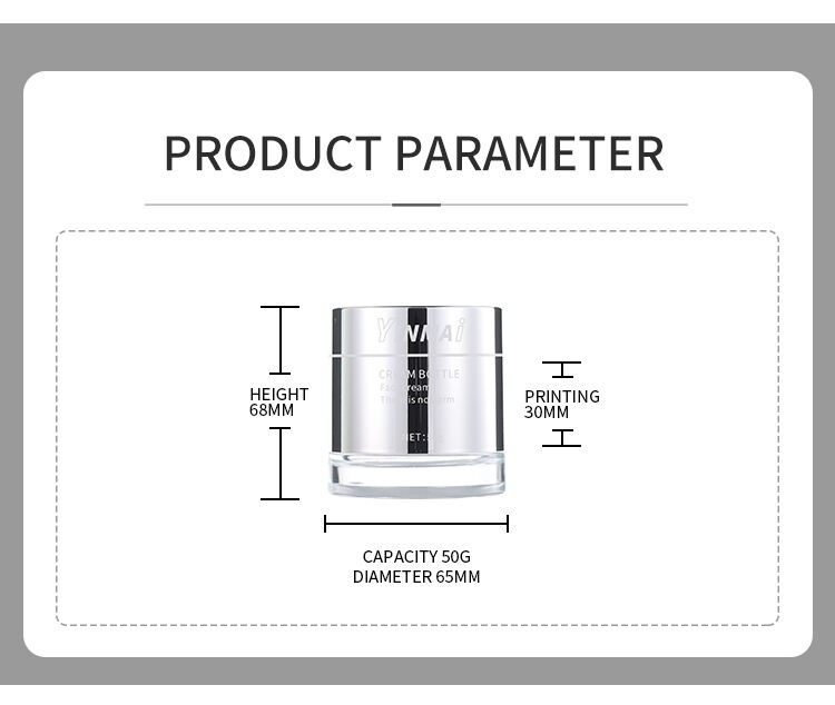 NEW Cylindrical Beautiful 50g Cosmetic Empty Glass Jar Container For eye Cream With Aluminum Lid Cap factory