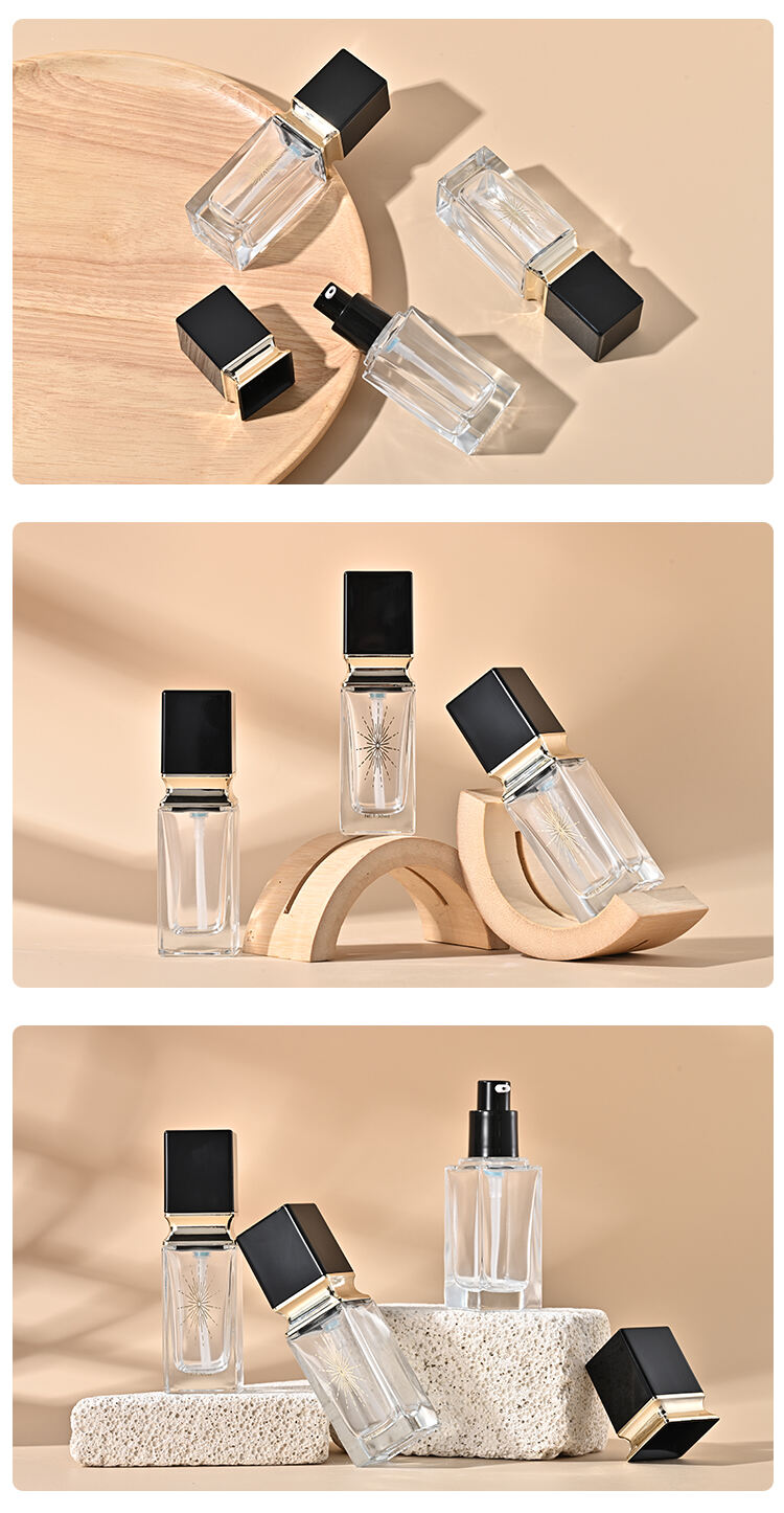 30ml bb cream makeup cosmetic press pump bottle packaging empty liquid cream foundation glass bottles manufacture