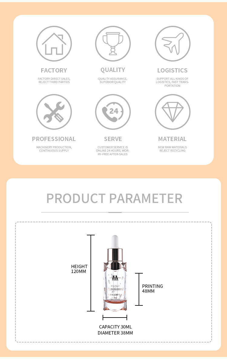 Unique luxury hair essential oil serum glass bottles 30ml 1oz custom empty cosmetic dropper bottle for skincare details