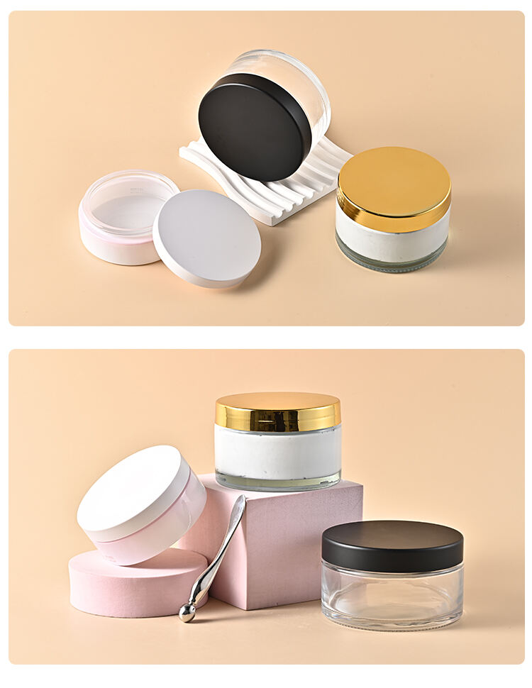 Glass Jar Cream Bottle 100g 200g 250g Empty round Glass Containers Wide Mouth Cosmetic Jars details