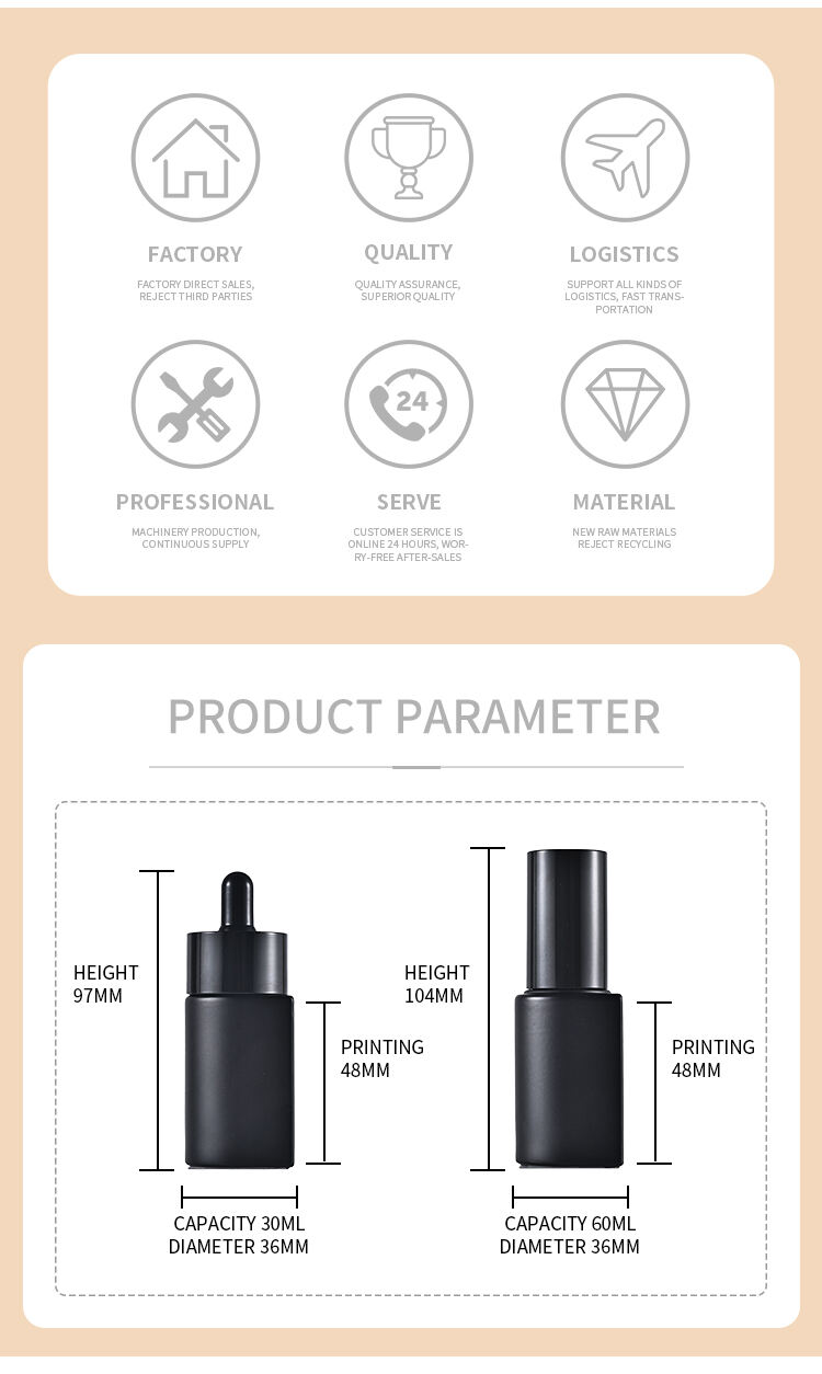 Yinmai Custom 30ml Black white Essential Oil Glass Dropper Bottle Face Skin Care Packaging Cosmetic Lotion Spray pump Bottle supplier