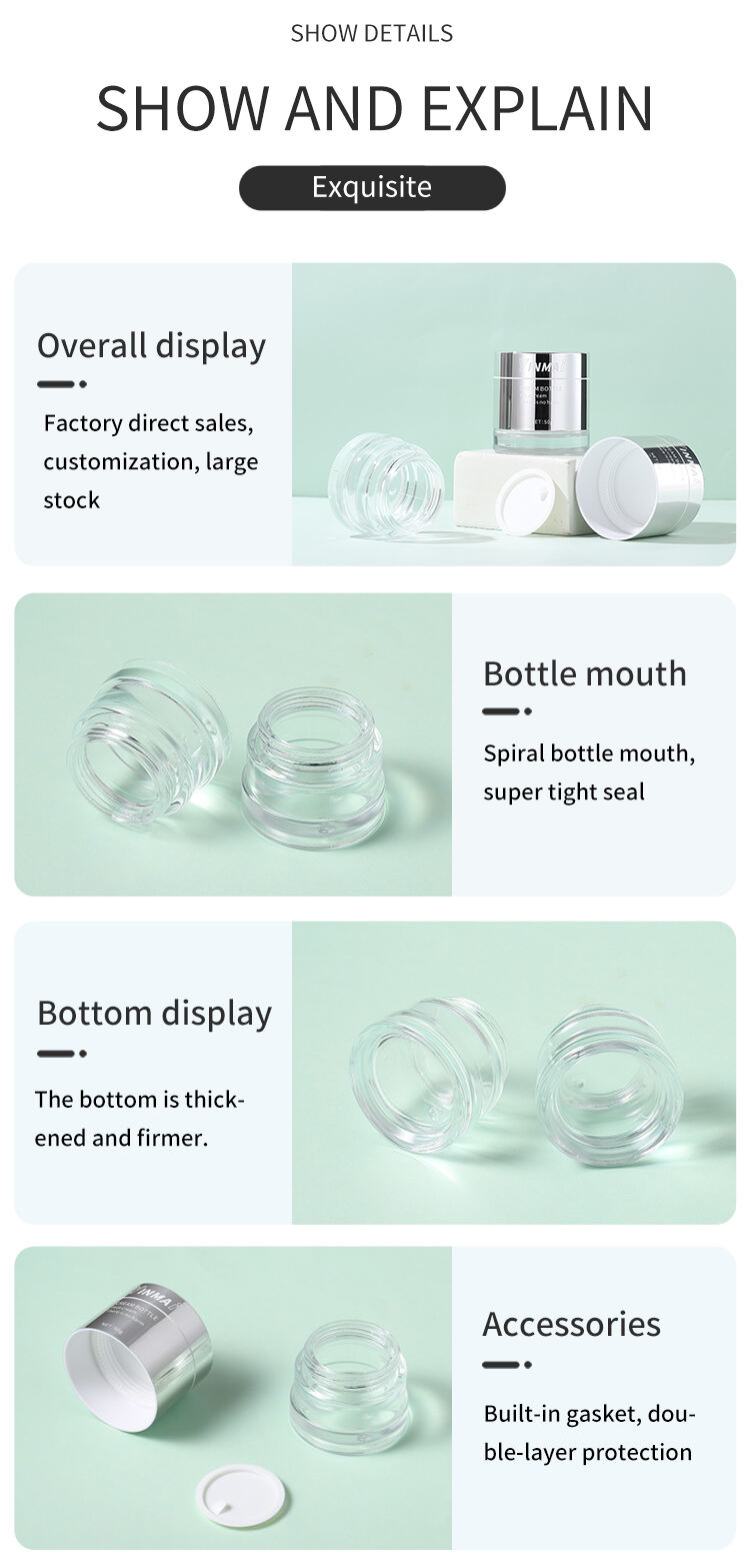 NEW Cylindrical Beautiful 50g Cosmetic Empty Glass Jar Container For eye Cream With Aluminum Lid Cap supplier