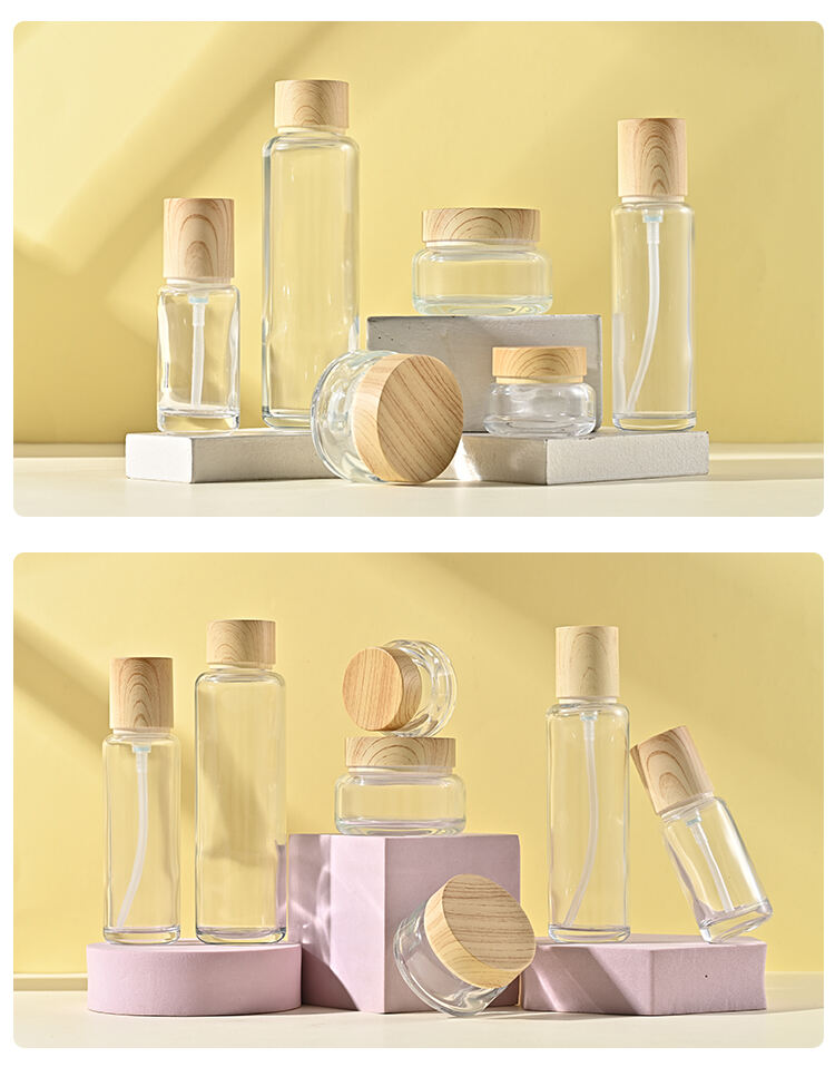 wholesale 15g 30g 50g 30ml 60ml 80ml 120ml cosmetic glass bottle sets glass jar for skincare face cream lotion bottle manufacture