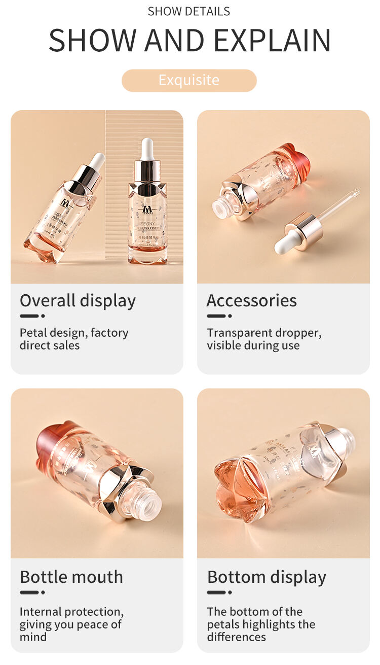 Unique luxury hair essential oil serum glass bottles 30ml 1oz custom empty cosmetic dropper bottle for skincare manufacture