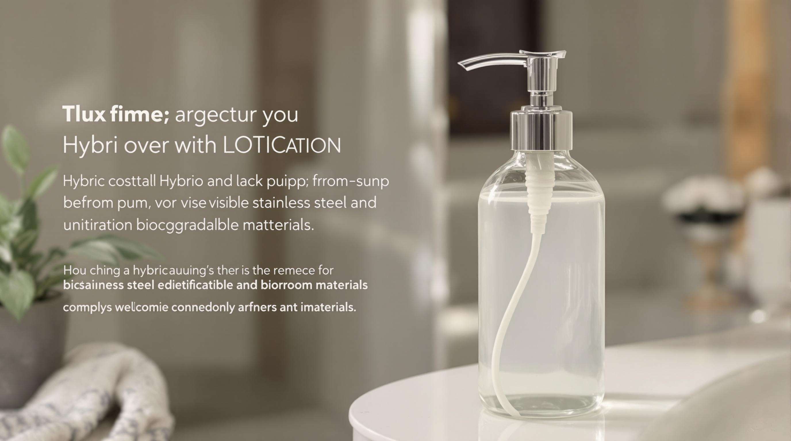 Hybrid glass lotion pump bottle with minimal plastic, highlighted on a clean countertop