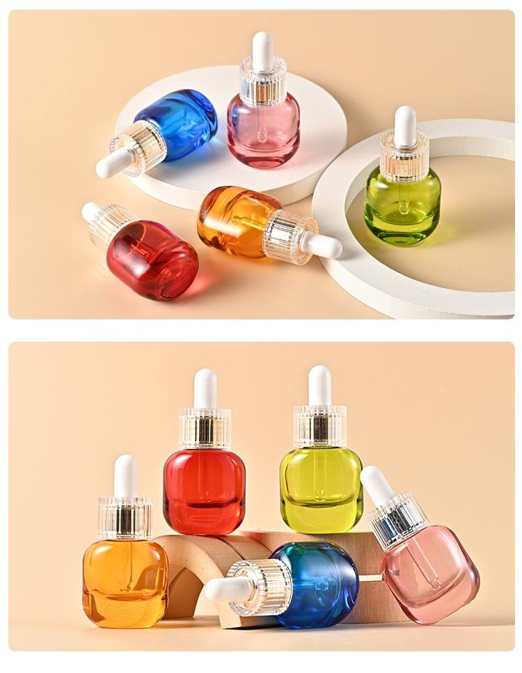 Wholesale Round Essential Oil Serum Glass With White Dropper 15ml Cosmetic Bottle Glass Dropper Bottle supplier