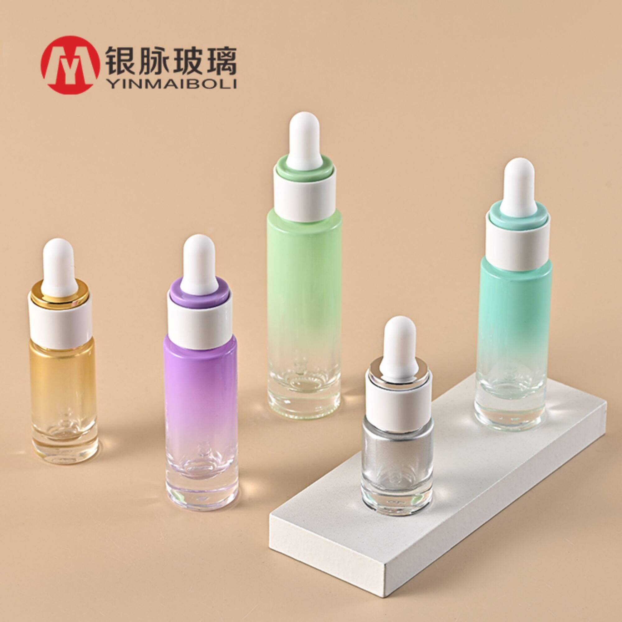 High Quality  Cylinder Customized Essential Oil Serum Cosmetic 1oz Pink Glass Dropper Bottle 5ml 10ml 15ml 30ml 