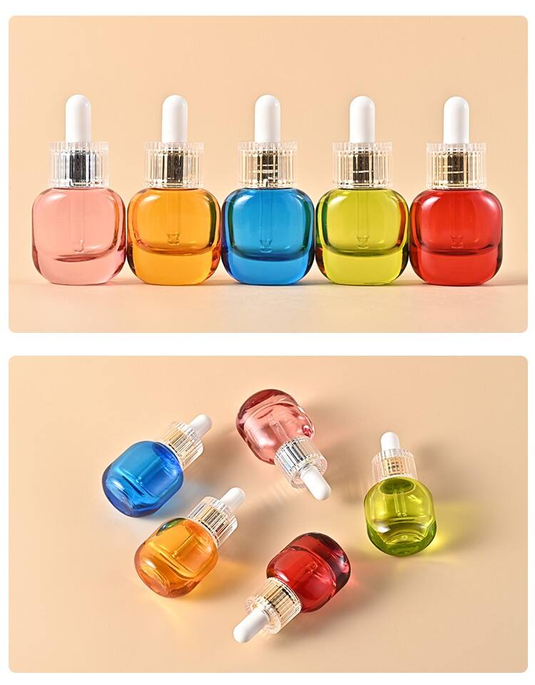 Wholesale Round Essential Oil Serum Glass With White Dropper 15ml Cosmetic Bottle Glass Dropper Bottle details