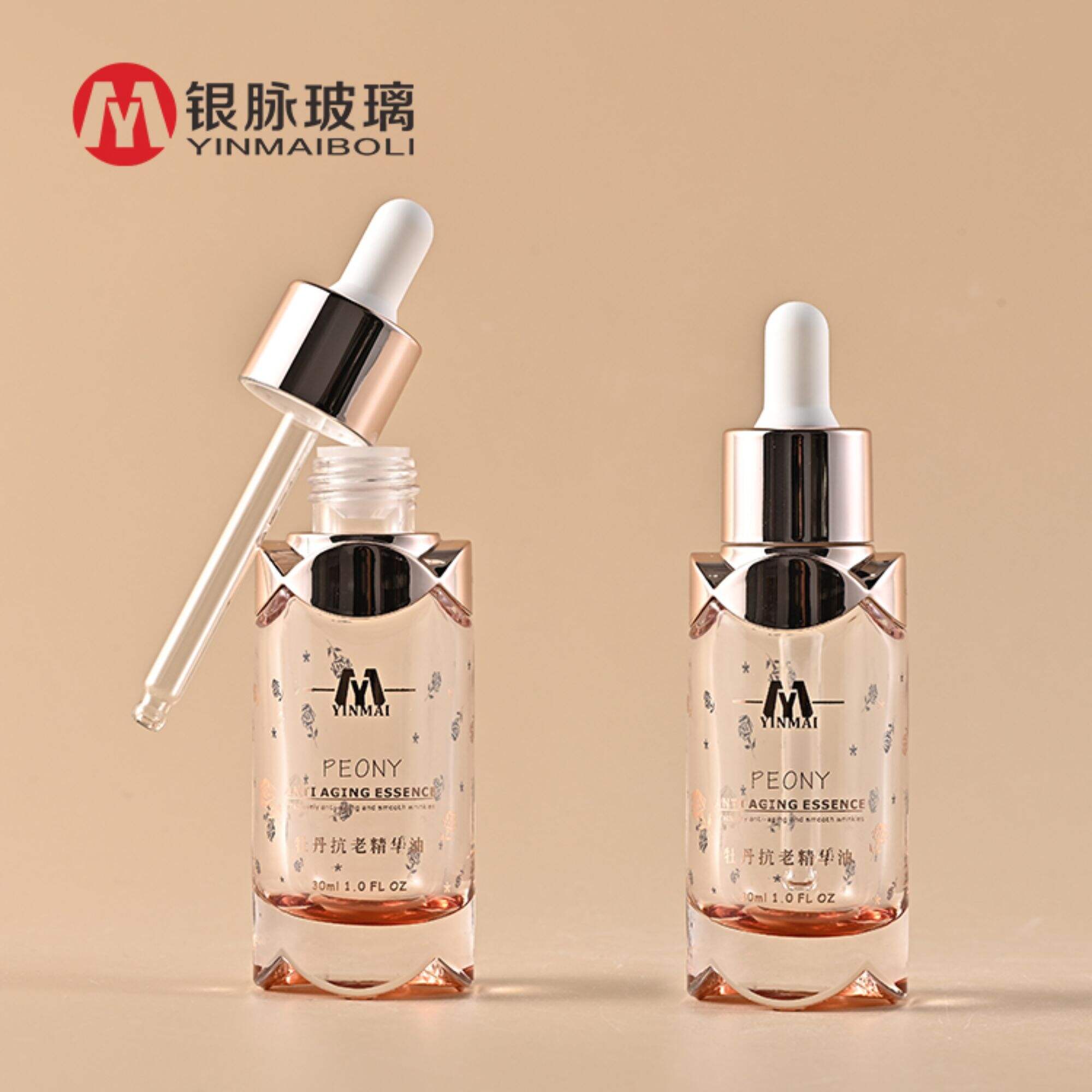 Unique luxury hair essential oil serum glass bottles 30ml 1oz custom empty cosmetic dropper bottle for skincare
